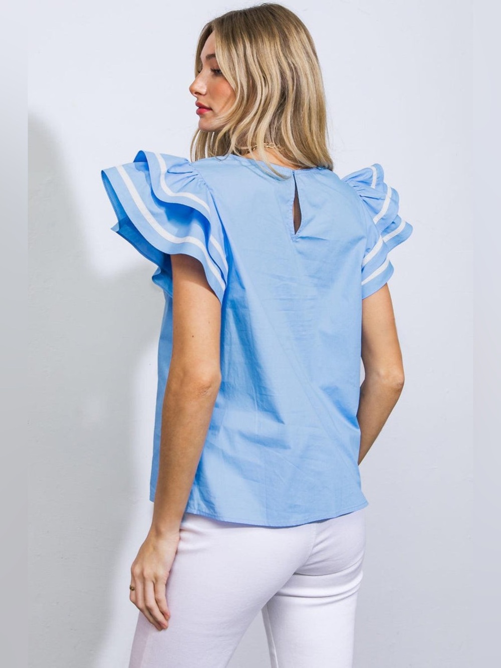 FLAYING TOMATO NICE AS CAN BE WOVEN TOP SZ MEDIUM- BLUE - Picture 2 of 10